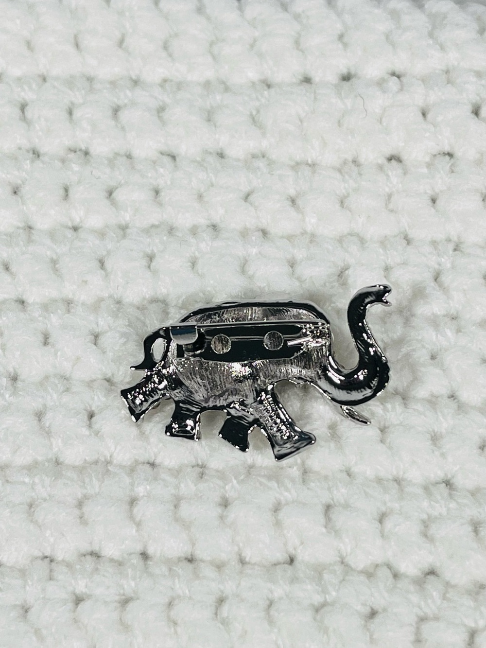 Silver Tone Rhinestone Elephant Brooch - Picture 2 of 4